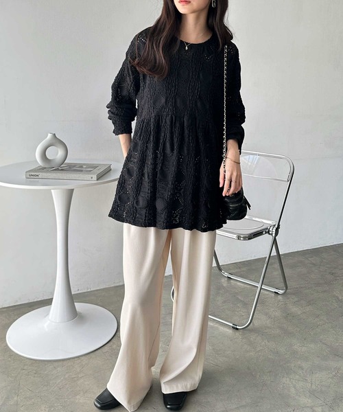 「GeeRA」 長袖ブラウス MEDIUM ブラック レディース_画像6