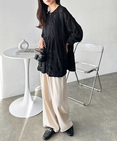 「GeeRA」 長袖ブラウス MEDIUM ブラック レディース_画像7