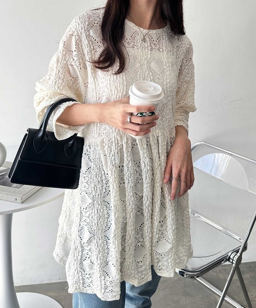 「GeeRA」 長袖ブラウス MEDIUM ブラック レディース_画像9