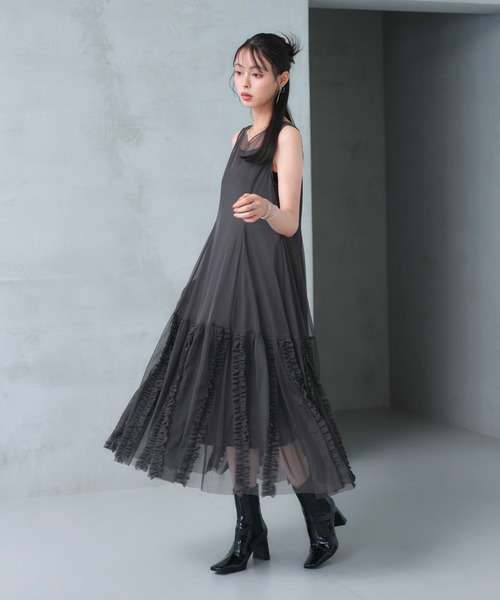 「RUIRUE BOUTIQUE」 コンビワンピース L チャコール レディースの画像