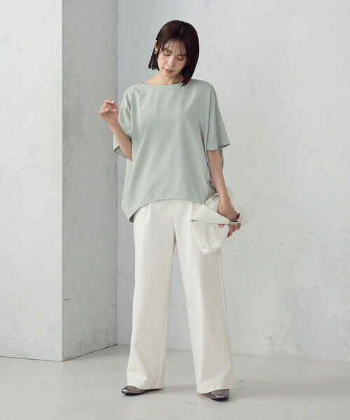 【にゃんこです】COMME CA コムサ 半袖ブラウス オフホワイト COMME CA ISM（コムサイズム） リネンシャツ ブラウス シャツ 夏 半袖