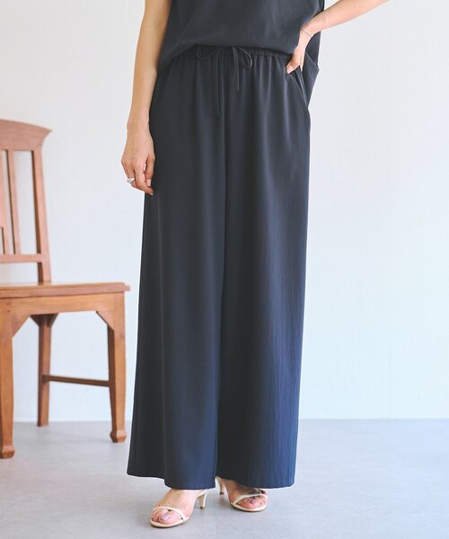 パンツ ストレッチジョーゼットパンツ レディースの画像