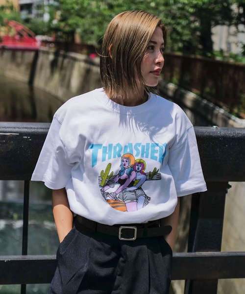 「THRASHER」 半袖Tシャツ LARGE ターコイズブルー メンズ_画像4