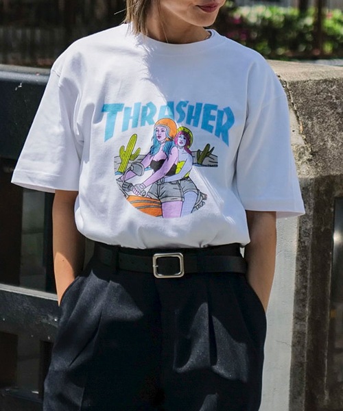 「THRASHER」 半袖Tシャツ LARGE ターコイズブルー メンズ_画像9