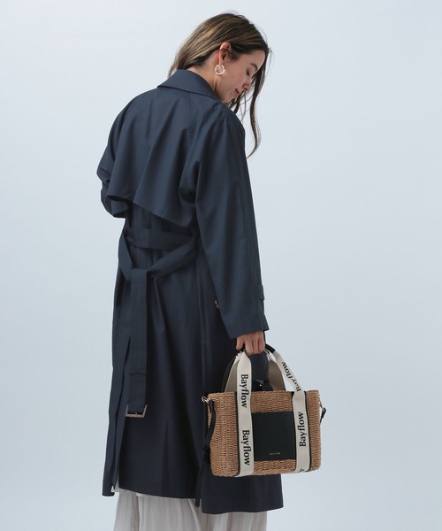 「BAYFLOW」 トレンチコート SMALL ネイビー レディース_画像9