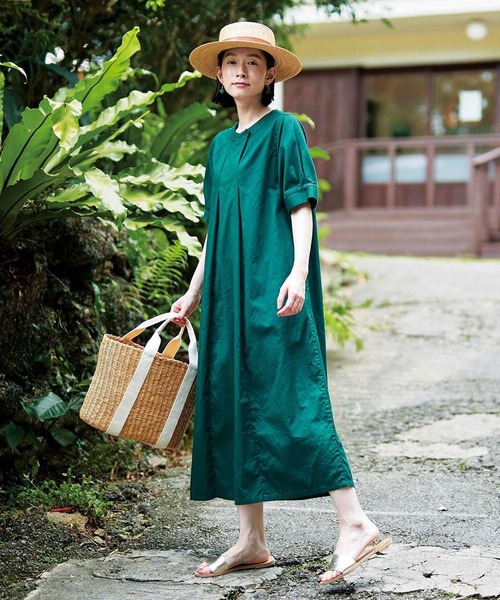 「Sunny clouds」 半袖ワンピース MEDIUM グリーン レディース_画像8