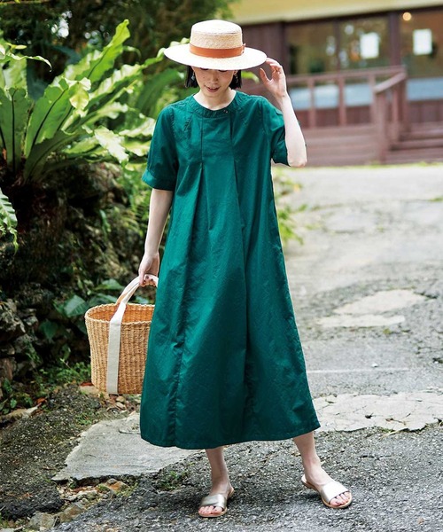 「Sunny clouds」 半袖ワンピース MEDIUM グリーン レディース_画像9