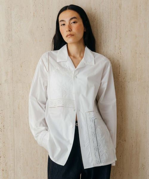 CREDONA（クレドナ） ブラウス シャツ LACE PATCHWORK SHIRTS/レース