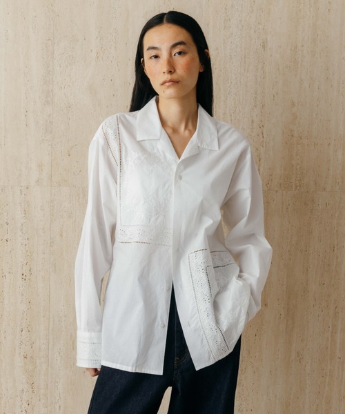 CREDONA（クレドナ） ブラウス シャツ LACE PATCHWORK SHIRTS/レース