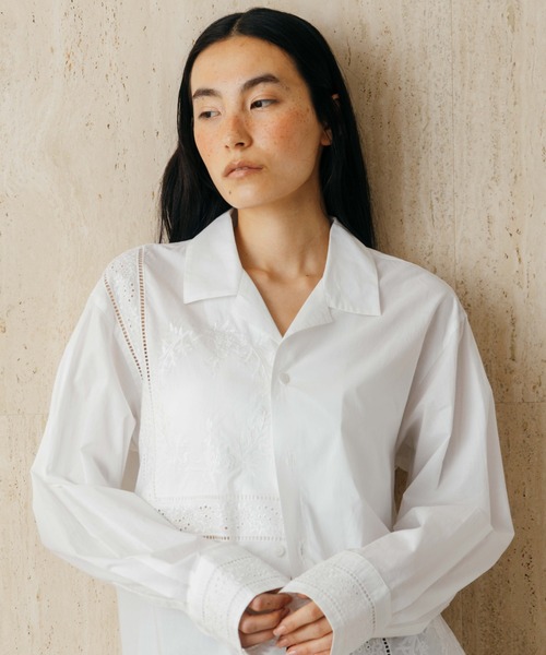CREDONA（クレドナ） ブラウス シャツ LACE PATCHWORK SHIRTS/レース