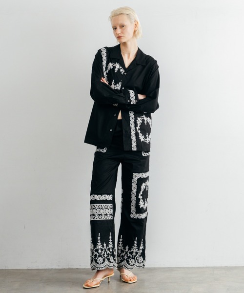 CREDONA（クレドナ） ブラウス シャツ LACE PATCHWORK SHIRTS/レース