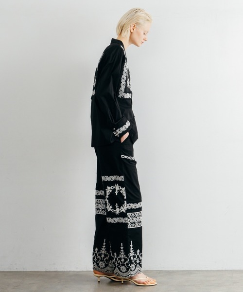 CREDONA（クレドナ） ブラウス シャツ LACE PATCHWORK SHIRTS/レース