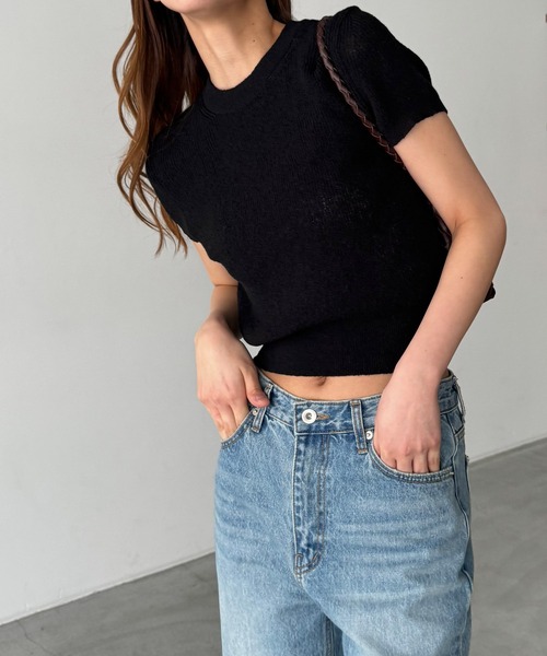 「CANAL JEAN」 半袖ニット ONE SIZE ブラウン レディース_画像8