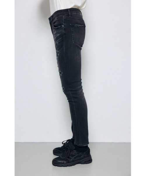 新品 AZUL アズールバイマウジー リペアスキニー メンズ XS ブラック 