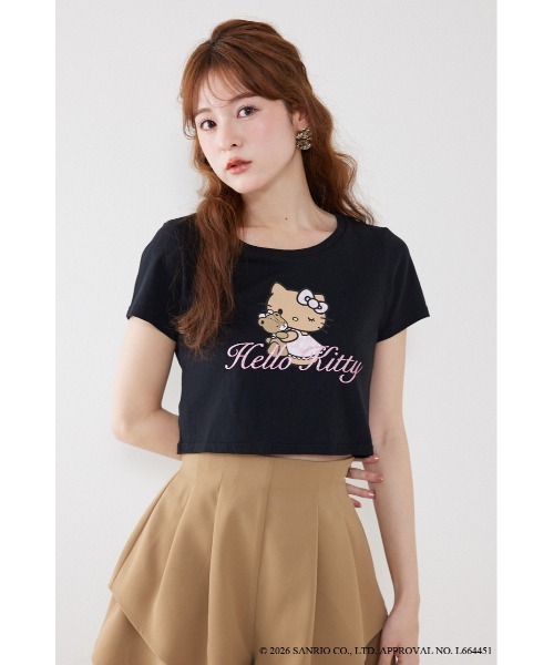 rienda（リエンダ） tシャツ 半袖 「HELLO KITTY」グリッターロゴミニT
