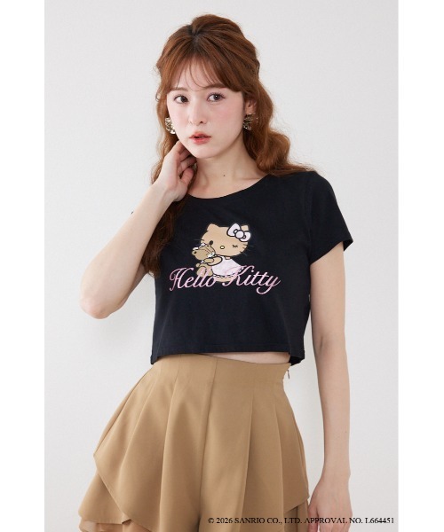 rienda（リエンダ） tシャツ 半袖 「HELLO KITTY」グリッターロゴミニT