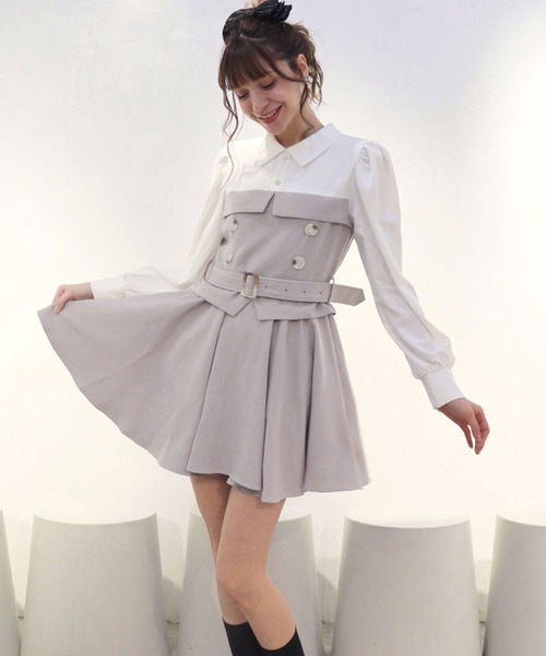 「TITTY&CO.」 長袖ワンピース MEDIUM グレー レディース_画像2