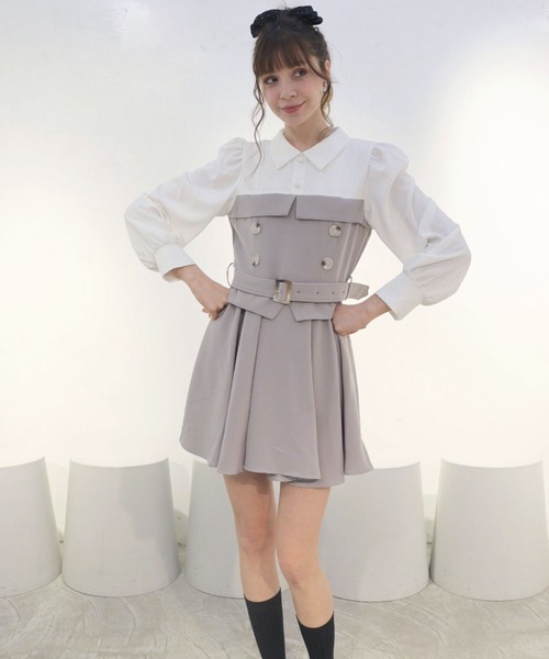 「TITTY&CO.」 長袖ワンピース MEDIUM グレー レディース_画像3