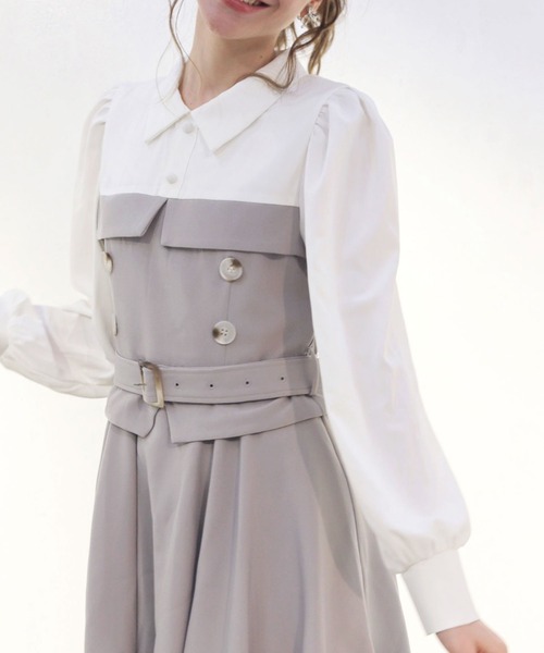 「TITTY&CO.」 長袖ワンピース MEDIUM グレー レディース_画像4