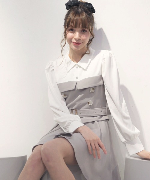 「TITTY&CO.」 長袖ワンピース MEDIUM グレー レディース_画像5