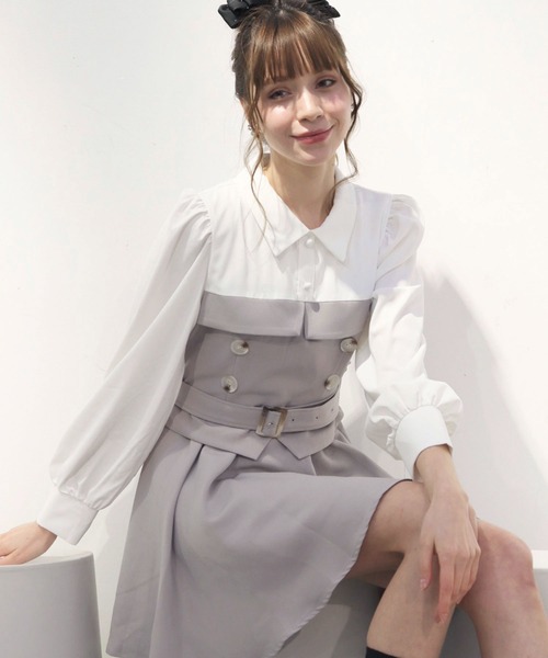 「TITTY&CO.」 長袖ワンピース MEDIUM グレー レディース_画像6