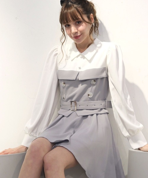 「TITTY&CO.」 長袖ワンピース MEDIUM グレー レディース_画像7