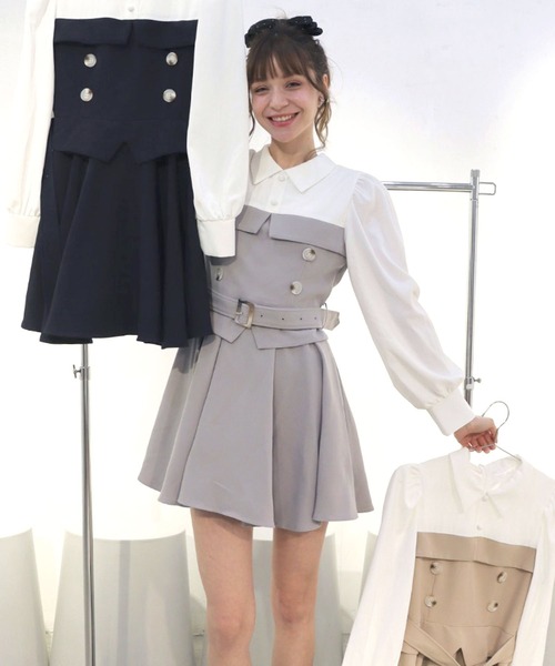 「TITTY&CO.」 長袖ワンピース MEDIUM グレー レディース_画像8