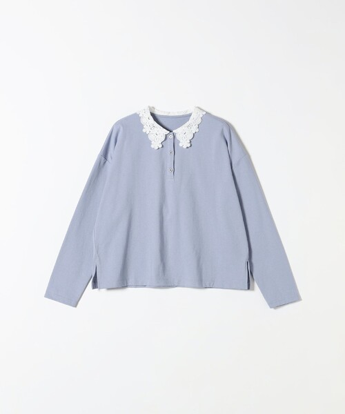 SHIPS any tシャツ 「洗濯機可能」レース カラー ロングスリーブ ポロ