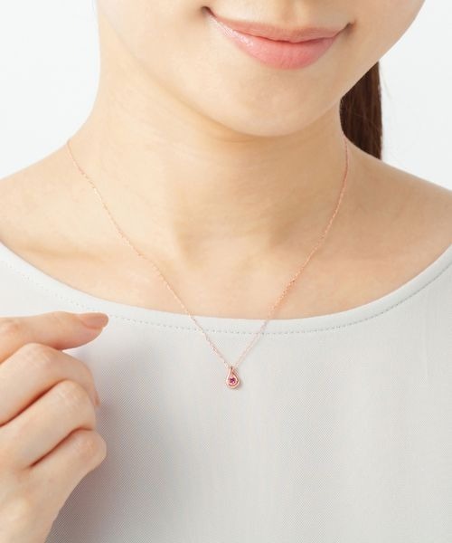 【1月誕生石】K10ピンクゴールド しずく ネックレス4°C 4℃ ネックレス 「1月誕生石」K10ピンクゴールド しずく