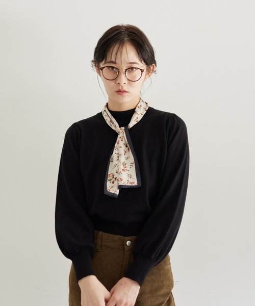 ニット セーター scarf × high neck knit/スカーフ付きハイネック
