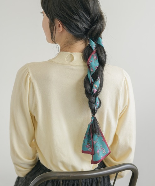 ニット セーター scarf × high neck knit/スカーフ付きハイネック