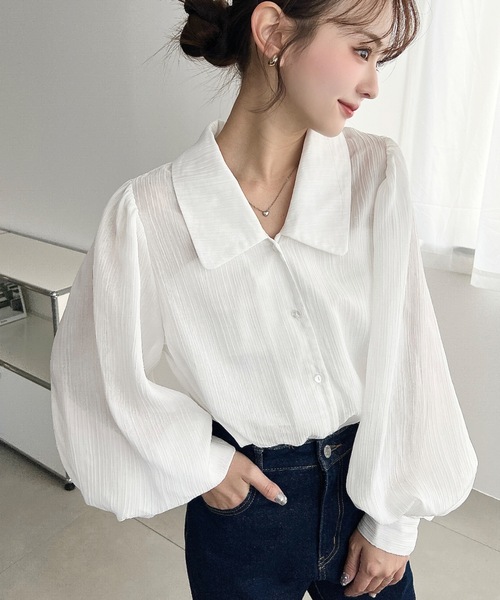 moment+ ブラウス シャツ 「累計販売枚数2万枚突破！」シアーランダム