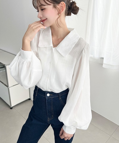 moment+ ブラウス シャツ 「累計販売枚数2万枚突破！」シアーランダム