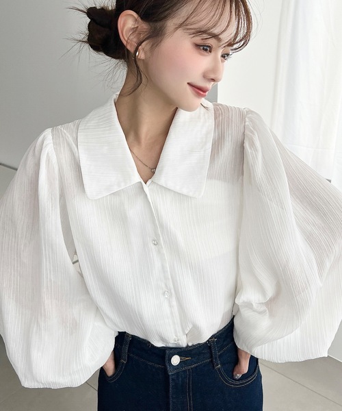moment+ ブラウス シャツ 「累計販売枚数2万枚突破！」シアーランダム
