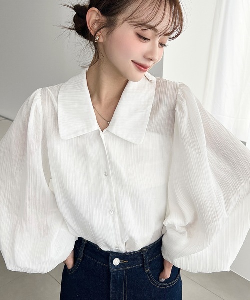 moment+ ブラウス シャツ 「累計販売枚数2万枚突破！」シアーランダム