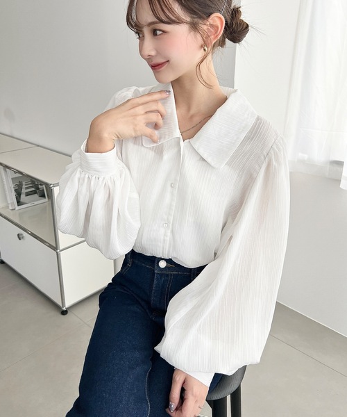 moment+ ブラウス シャツ 「累計販売枚数2万枚突破！」シアーランダム