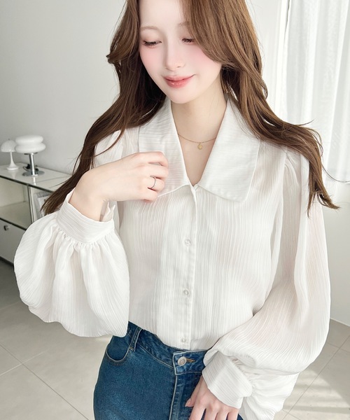 シャツ/ブラウス(長袖/七分) Louvre chiffon blouse COO+i（クーイ） ブラウス シャツ 七分袖ブラウス レディース