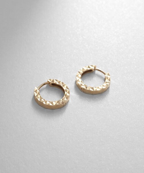 COCOSHNIK K10 YG ミラーカットフープピアス COCOSHNIK（ココシュニック） ピアス 入学式 K10ミラーカット中折れ
