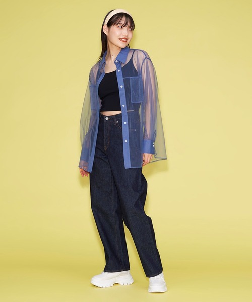 2000Archives メッシュシャツ 12号 ネイビー/シルバー FOREVER21 シャツ ブラウス メッシュシアーシャツ : ZOZOTOWN