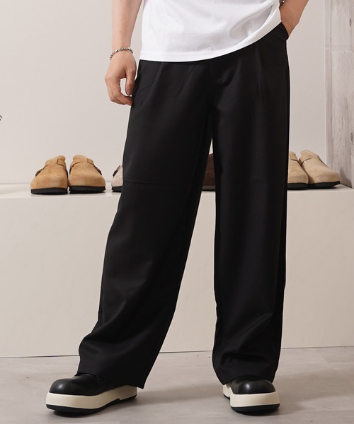 Pants ワイド パンツ スラックス メンズ レディース　L　13 THE SHOP TK パンツ ツイルワイドスラックス メンズ : ZOZOTOWN Yahoo