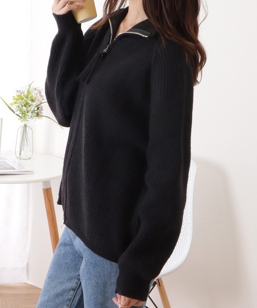 A'GEM/9 × .kom『muah muah/ムーアムーア』SLIM FIT KNIT ZIPUP