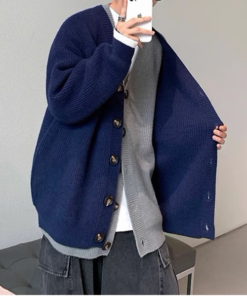 NEW GENTLEMAN カーディガン カーネル ボリュームニット ルーズ