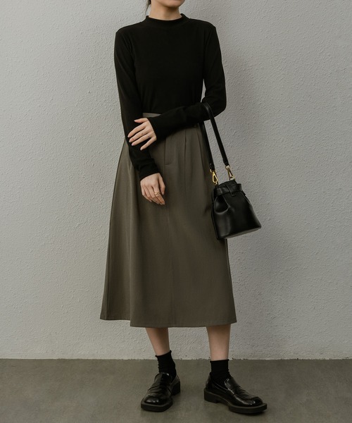 スカート レトロなブレザー半身スカートハイウエスト膝丈スカート  