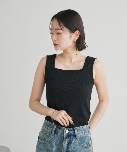 タンクトップ ノースリーブ 前後2WAYタンクトップ レディース | ad thie | 24