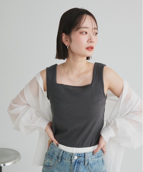 タンクトップ ノースリーブ 前後2WAYタンクトップ レディース | ad thie | 28