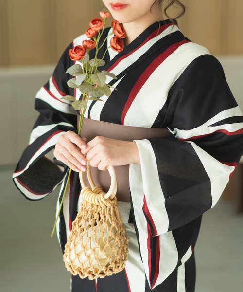浴衣小物」ラウンドハンドル編みバッグ レディース : ZOZOTOWN Yahoo