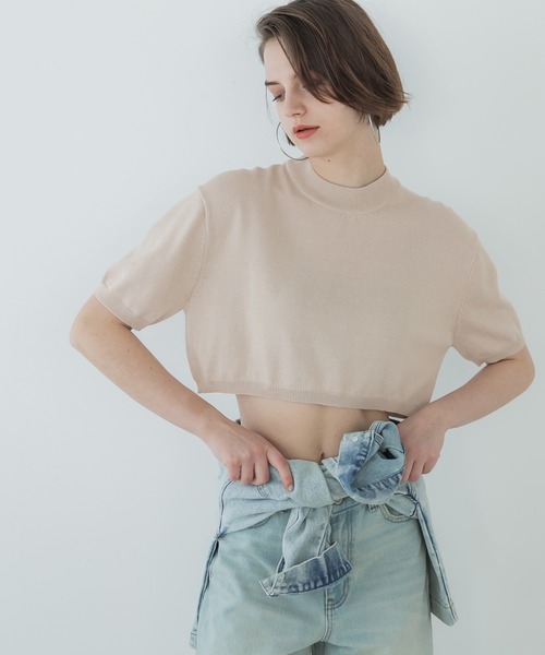 coca tシャツ クロップド丈サマーニットトップス レディース