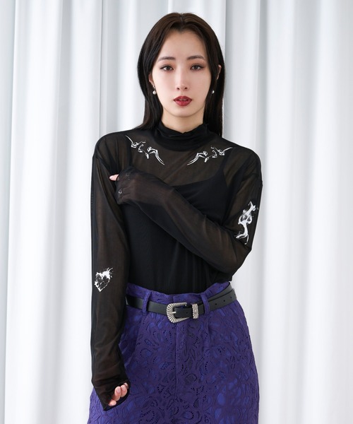 Ellno Loset（エルノロゼット） tシャツ タトゥープリントシアー
