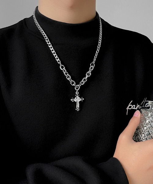 クロスとチェーンのネックレス ネックレス 「Never mind the XU」cross necklace / 「ネバー