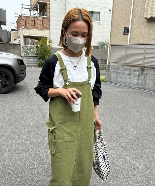 ジャンパースカート 「XSサイズあり」フリンジカーゴジャンスカ
